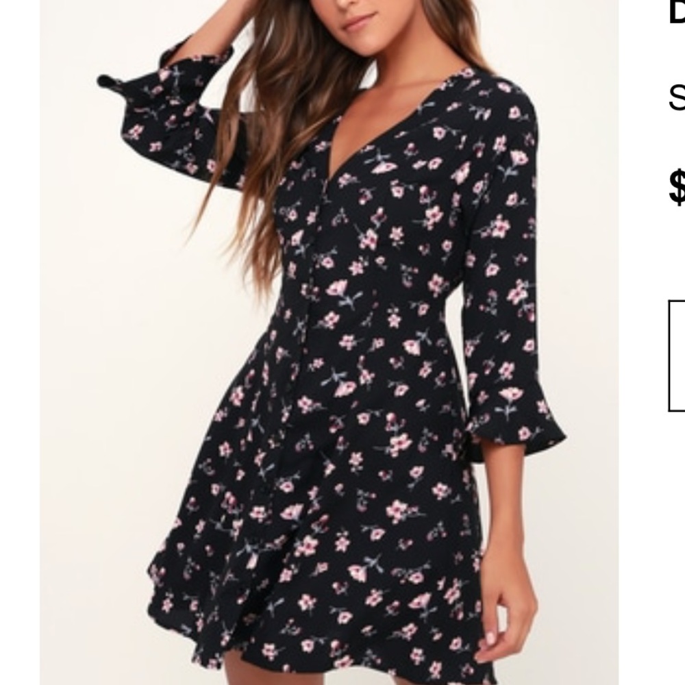 Lulus Black Blossoms Dress
